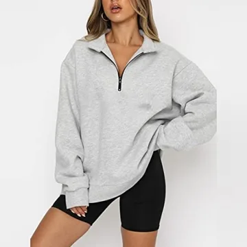 SAFRISIOR Women’s Oversized Half Zip Sweatshirt Stylish Pullover