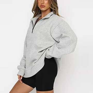 SAFRISIOR Women’s Oversized Half Zip Sweatshirt Stylish Pullover