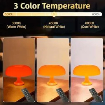 MARYRAIN Orange Mushroom Table Lamp - Retro Dimmable Lighting for Every Room