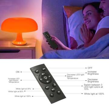 Dimmable MARYRAIN Orange Mushroom Table Lamp for Aesthetic Spaces