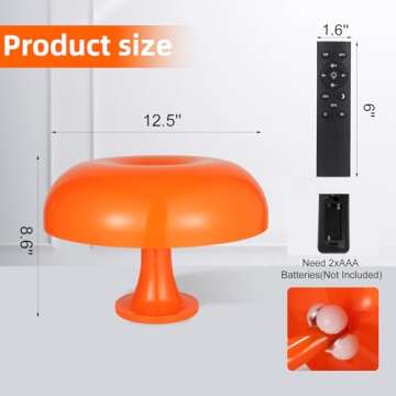 Dimmable MARYRAIN Orange Mushroom Table Lamp for Aesthetic Spaces
