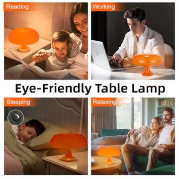 Dimmable MARYRAIN Orange Mushroom Table Lamp for Aesthetic Spaces