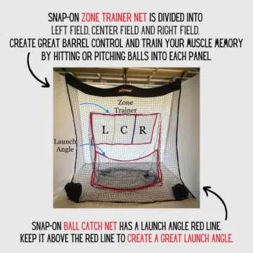 HITZEM: Baseball Net & Softball Net - Hitting/Pitching Net - Practice Batting Net Attaches and Hangs on Garage Door - Hitting Net Rolls Up for Storage - Baseball Training Equipment for Adults and Kids