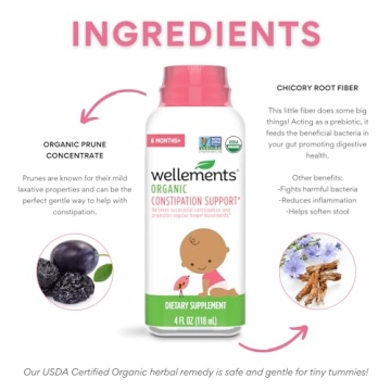 Wellements Organic Constipation Support for Infants & Toddlers