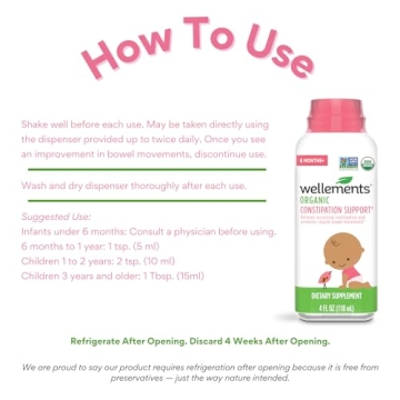 Wellements Organic Constipation Support for Infants & Toddlers