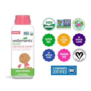 Wellements Organic Constipation Support for Infants & Toddlers