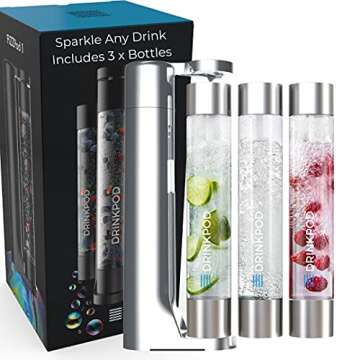 FIZZpod Soda Maker - Fizzy Drink Machine with 3 PET Bottles, 3 Caps, 1 Carbonator Cap and Manual - M...