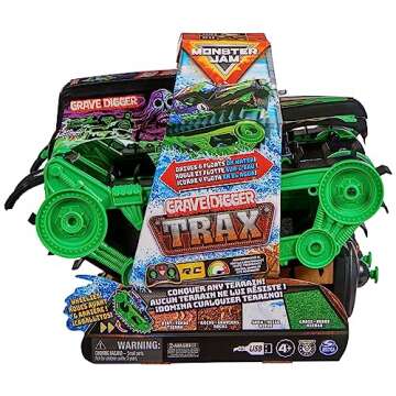Monster Jam, Official Grave Digger Trax All-Terrain Remote Control Outdoor Vehicle, 1:15 Scale, Kids...