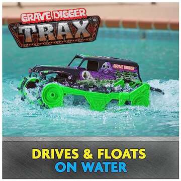 Monster Jam, Official Grave Digger Trax All-Terrain Remote Control Outdoor Vehicle, 1:15 Scale, Kids Toys for Boys and Girls Ages 4 and Up