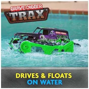Monster Jam, Official Grave Digger Trax All-Terrain Remote Control Outdoor Vehicle, 1:15 Scale, Kids Toys for Boys and Girls Ages 4 and Up