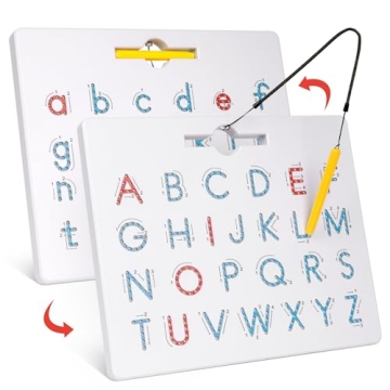 GAMENOTE Double Sided Magnetic Letter Board - 2 in 1 Alphabet Magnets Tracing Board for Toddlers ABC...