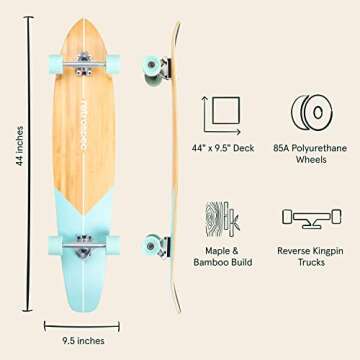 Retrospec Zed Longboard Skateboard Complete Cruiser | Bamboo & Canadian Maple Wood Cruiser w/Reverse...
