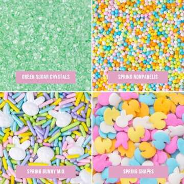 Sweets Indeed Sprinkles, Easter Sprinkles, Spring Shapes, 4 Pack, Edible Sprinkle Mix, Perfect for Cake Decorations, Baking, Ice Cream, Cookies, Cupcake Topper (Easter)