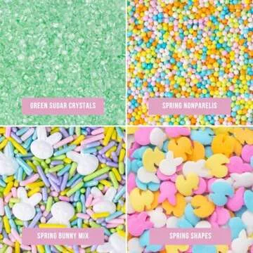 Sweets Indeed Sprinkles, Easter Sprinkles, Spring Shapes, 4 Pack, Edible Sprinkle Mix, Perfect for Cake Decorations, Baking, Ice Cream, Cookies, Cupcake Topper (Easter)