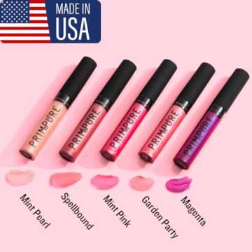 Prim and Pure Natural Mineral Lip Gloss for Women and Teens - Longwear Cruelty Free - Highly Pigmented, Hydrating, and Moisturizing Formula - Made in USA (PEARL SHEER SHADE) Mint Flavor