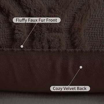 decorUhome Decorative Throw Pillow Covers 16x16, Soft Plush Faux Wool Couch Pillow Covers for Home, Set of 2, Brown