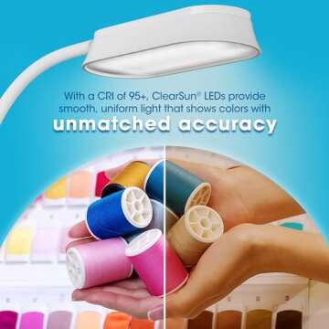 OttLite Achieve LED Sanitizing Desk Lamp Wireless Charging and USB Charging - Touch Activated, Flexible Neck, Modern Light for Reading, Crafting & Office Desktop