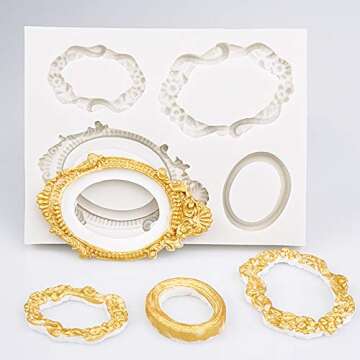 Mulukaya 3Pcs Gorgeous Vintage Royal Crown Vintage Frame Silicone Molds Cupcake Fondant Molds for Su...