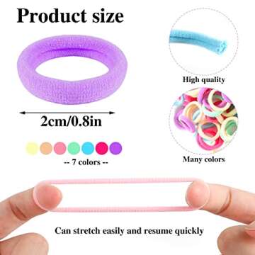 300Pcs Cotton Hair Accessories for Toddlers - Seamless Multicolor Hair Ties