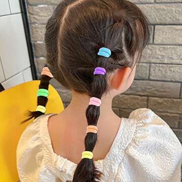 300Pcs Seamless Multicolor Hair Ties for Kids