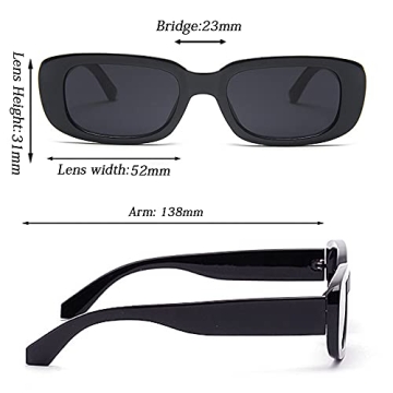 Tskestvy 3 Pack Women’s Rectangle Sunglasses Retro Trendy Square Vintage Glasses Pack 90s Y2K Aesthetic Accessories (L)