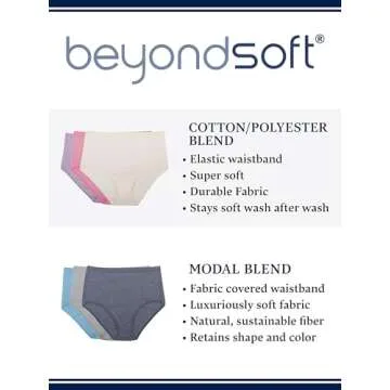 Fruit Of The Loom Womens Beyondsoft Underwear, Super Soft Designed With Comfort In Mind, Available Plus Size, Bikini - Cotton Blend - 12 Pack - Colors May Vary, 7 US