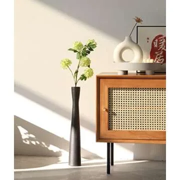 AETVRNI Black Floor Vase 20" Tall Ceramic Vases Large,Skinny Long Matt Vase for Pampas Grass,Modern Minimalist Style Flower Vase for Home Decor Office Decoration,Centerpieces