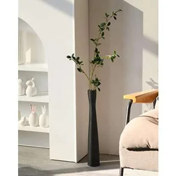 AETVRNI Black Floor Vase 20" Tall Ceramic Vases Large,Skinny Long Matt Vase for Pampas Grass,Modern Minimalist Style Flower Vase for Home Decor Office Decoration,Centerpieces