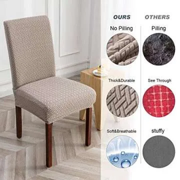Genina Chair Covers for Dining Room Set of 4 Chair Covers Dining Chair Covers Stretch Kitchen Parsons Chair Covers,Khaki