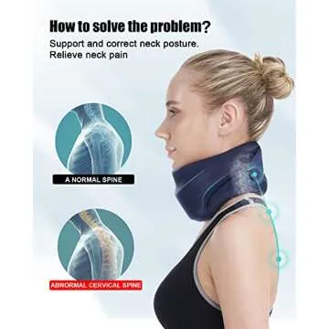 BLABOK Neck Brace for Sleeping - Cervical Collar Relief Neck Pain and Neck Support Soft Foam Wraps Keep Vertebrae Stable for Relief of Cervical Spine Pressure for Women & Men Blue(12.6-15.8 inch)