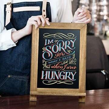 Tabletop Chalk Boards with Frame by VersaChalk (13"x9", Porcelain, Magnetic Surface) A Frame Chalk Board Sign for Business, Bistro Bar, Sandwich Menu, Sidewalk, Parties, Classroom, Wedding