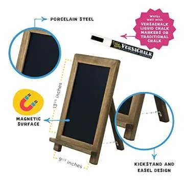 Tabletop Chalk Boards with Frame by VersaChalk (13"x9", Porcelain, Magnetic Surface) A Frame Chalk Board Sign for Business, Bistro Bar, Sandwich Menu, Sidewalk, Parties, Classroom, Wedding
