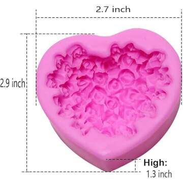 OBTANIM Silicone 3D Rose Flower Mold Love Heart Shape Fondant Soap Cake Mould for Chocolate Wedding Valentine
