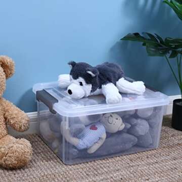 Citylife 6 Packs 17 QT Plastic Storage Bins with Lids Large Stackable Storage Containers for Organizing Clear Storage Box for Garage, Closet, Kitchen