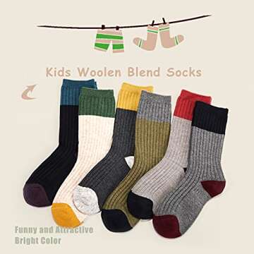 HowJoJo Toddler Boys Wool Socks Kids Winter Warm Thermal Crew Socks 6 Pack 1-2 Years