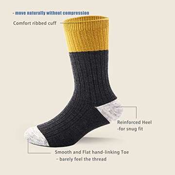 HowJoJo Toddler Boys Wool Socks Kids Winter Warm Thermal Crew Socks 6 Pack 1-2 Years