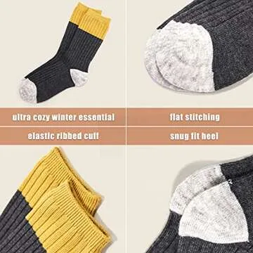 HowJoJo Toddler Boys Wool Socks Kids Winter Warm Thermal Crew Socks 6 Pack 1-2 Years