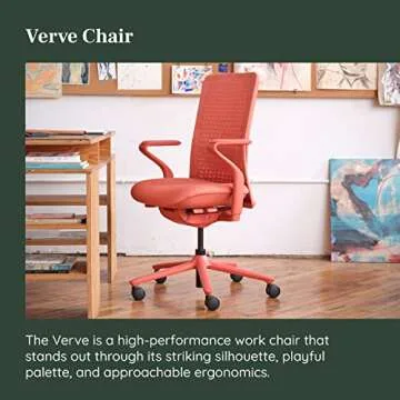 Branch Verve Chair - High Performance Executive Office Chair with Contoured Seat Back and Adjustable Lumbar Rest - High Density Foam Cushion with Aluminum Base - Up to 275 lbs - Coral