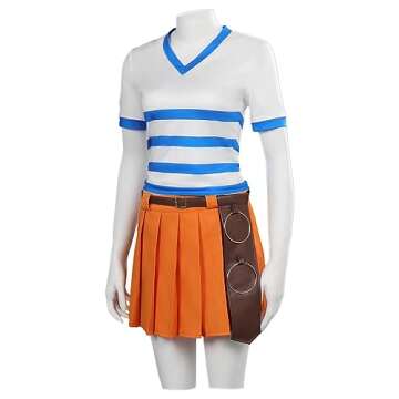 Atnawic Women’s Orange Skirt Shirt Costume for Halloween