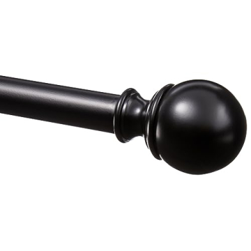 Amazon Basics Adjustable Curtain Rod with Round Finials