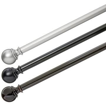 Amazon Basics Adjustable Curtain Rod with Round Finials