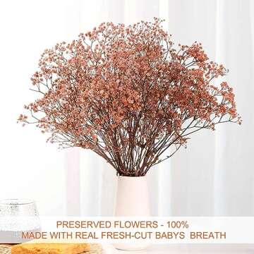 Babys Breath Dried Flowers Bouquet-17'' 2500+ Ivory Dry Flowers, Natural Gypsophila Branches for Wedding, Home Table Vase Decor, DIY Wreath Floral, Fall Thanksgiving Autumn Decoration (Brown, 3oz)
