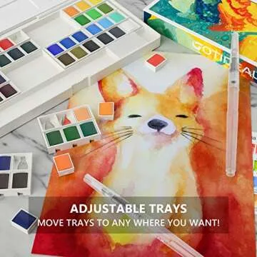 GOTIDEAL Watercolor Paint Set,48 Vivid Colors in Pocket Box, with 2 Bonus Refillable Water Blending Brush Pens,Rich Pigment Perfect for Artist, Students, Kids, Beginners & More-Portable with Palette