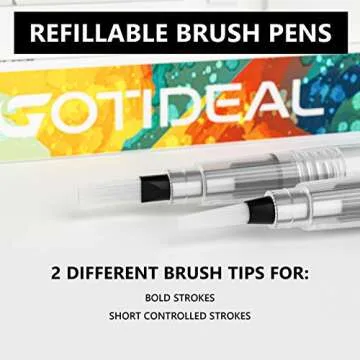 GOTIDEAL Watercolor Paint Set,48 Vivid Colors in Pocket Box, with 2 Bonus Refillable Water Blending Brush Pens,Rich Pigment Perfect for Artist, Students, Kids, Beginners & More-Portable with Palette