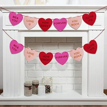 3 Pack Felt Heart Garland Banner for Valentine's Day Decor