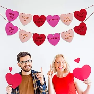 3 Pack Felt Heart Garland Banner for Valentine's Day Decor