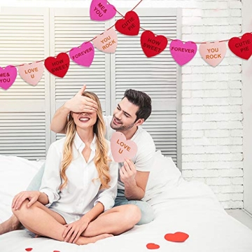 3 Pack Felt Heart Garland Banner for Valentine's Day Decor