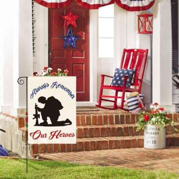 AVOIN colorlife Memorial Day Always Remember Our Heroes Garden Flag 12x18 Inch Double Sided, Military Soldiers Patriotic Veteran Yard Outdoor Decoration