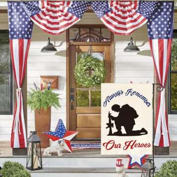 AVOIN colorlife Memorial Day Always Remember Our Heroes Garden Flag 12x18 Inch Double Sided, Military Soldiers Patriotic Veteran Yard Outdoor Decoration
