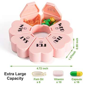 Cute Pink Weekly Pill Organizer for Vitamins & Fish Oils